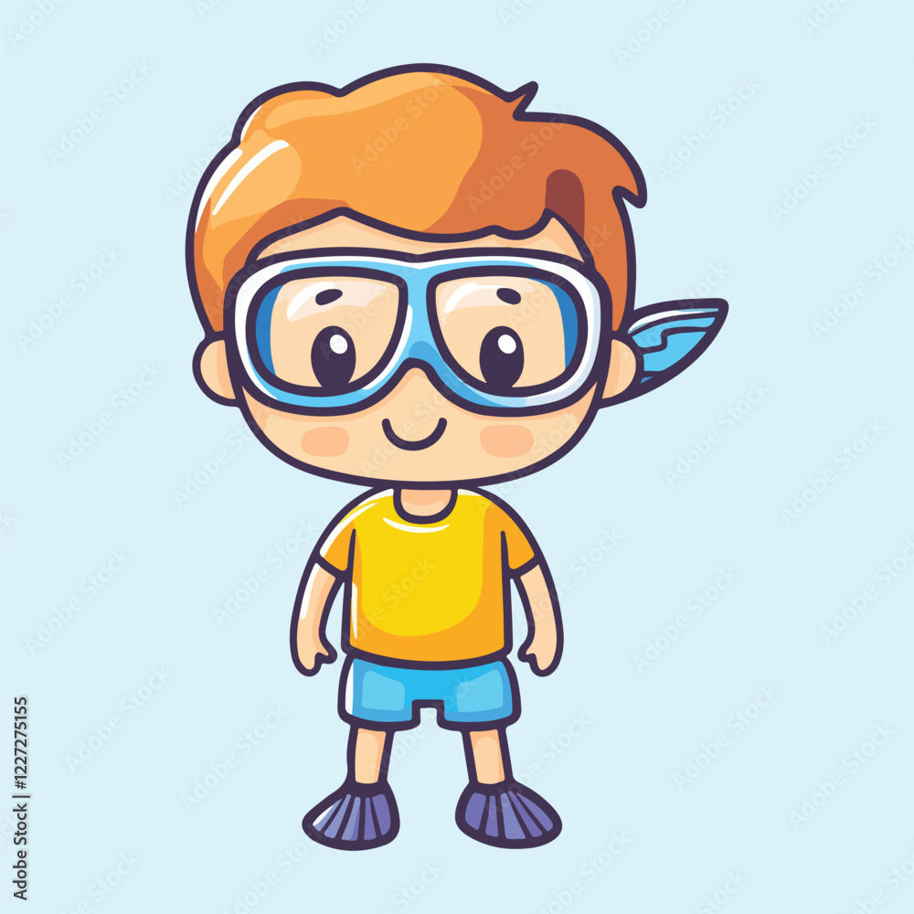 Cute cartoon boy beautiful diver vector illustration Cute cartoon boy beautiful diver vector illustration