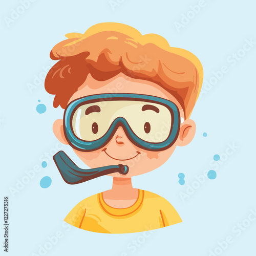 Cute cartoon boy beautiful diver vector illustration 
