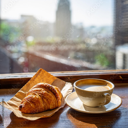 cup of coffee and croissant