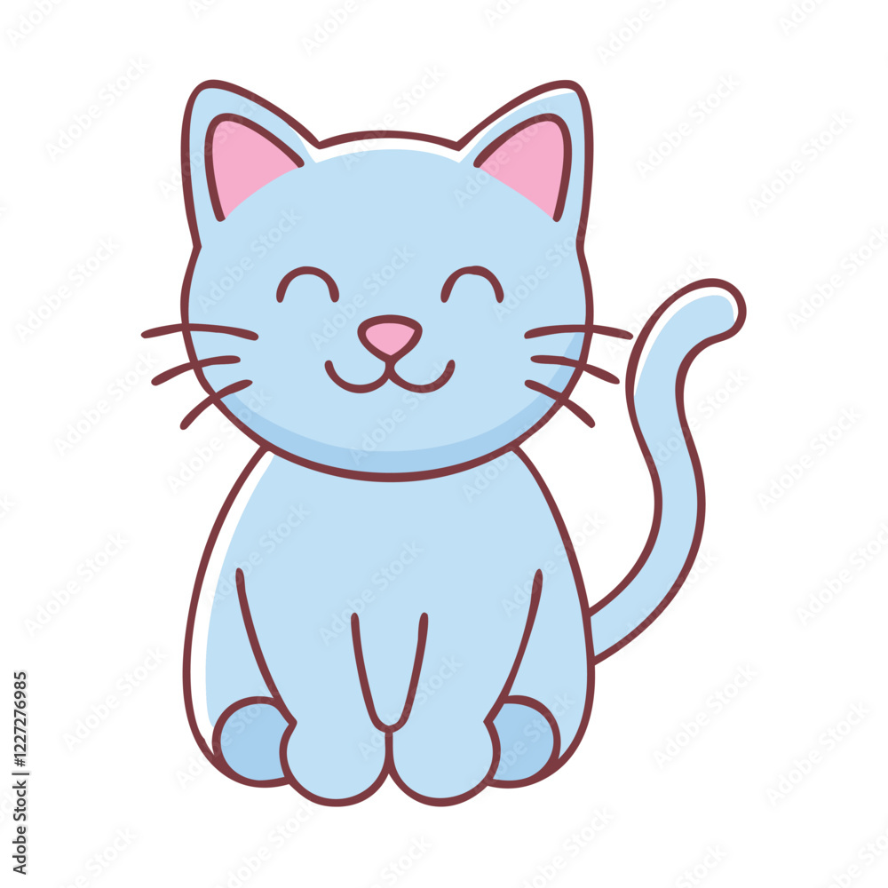 Adorable Blue Cat Illustration Adorable Blue Cat Illustration