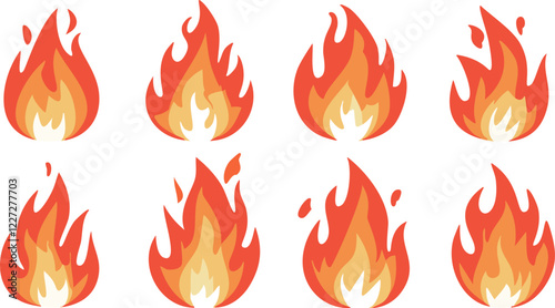 Fire Icons Set: Vector Flames, Wildfire & Bonfire Emoji Collection