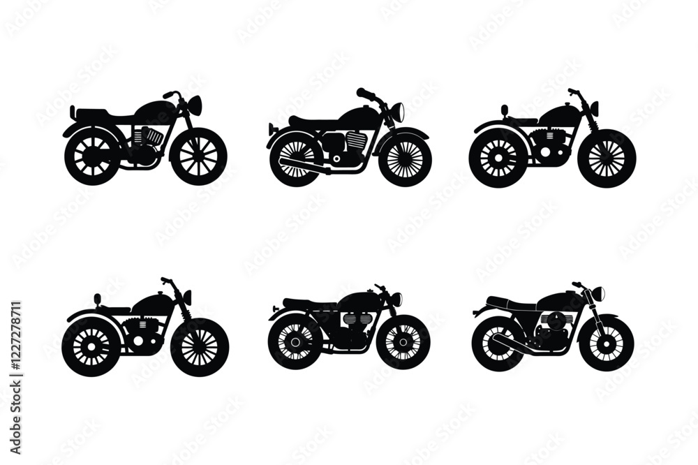 Obraz premium Vintage motorcycle silhouette on white isolated background