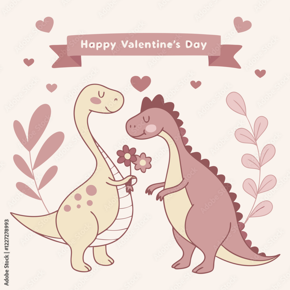 Valentine's Day dinosaur with heart Valentine's Day dinosaur with heart