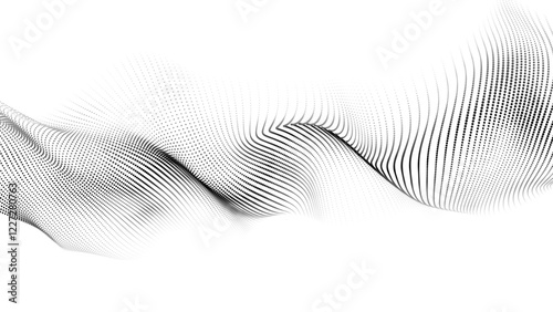 Futuristic wave of black smoothly moving dots on a white background. vector illustration.