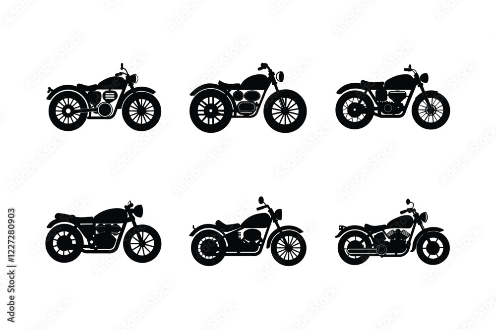 Obraz premium Retro vintage bike silhouette on white isolated background