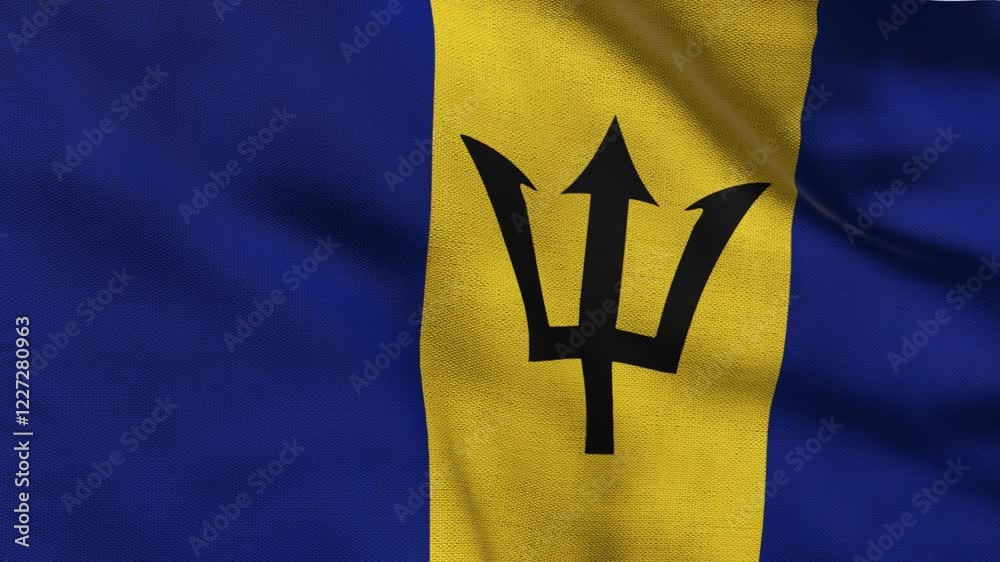 High detailed flag of Barbados. National Barbados flag. North America. 3D Render.