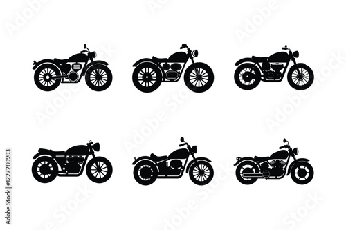 Retro vintage bike silhouette on white isolated background