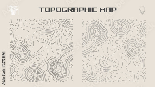 Topographic map contour lines. Texture geographical relief. 3D vector illustration.