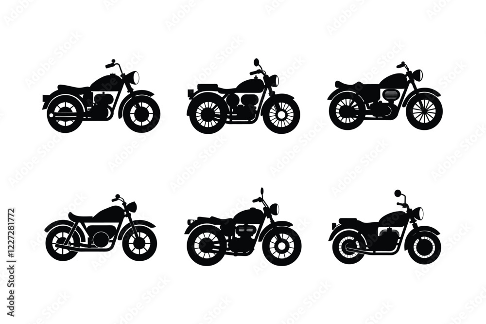 Obraz premium Retro motorcycle silhouette on white isolated background