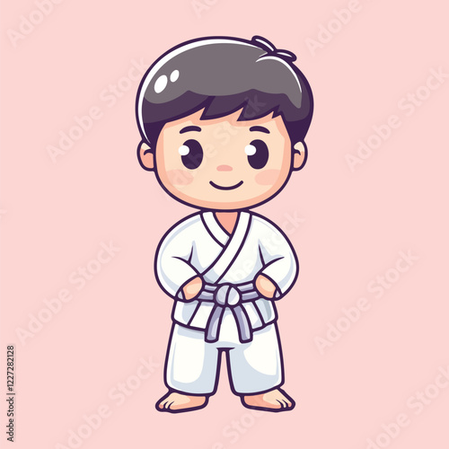 A cute cartoon Karate fight training vector illustration