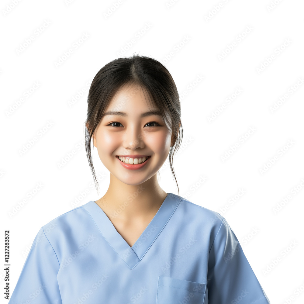 young Asian woman in nurse uniform smiling confidently isolated on transparent white background young Asian woman in nurse uniform smiling confidently isolated on transparent white background