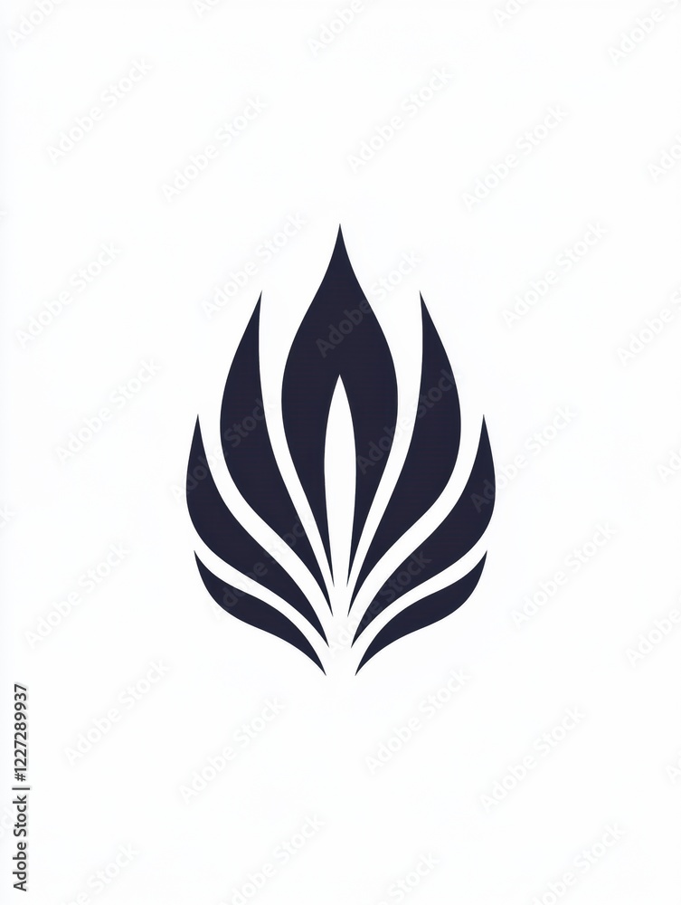 Flame icon design featuring stylized petals in dark color against a white background for branding and decoration purposes. Generative AI Flame icon design featuring stylized petals in dark color against a white background for branding and decoration purposes. Generative AI