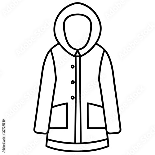 Simple Parka Outline Art on White Background