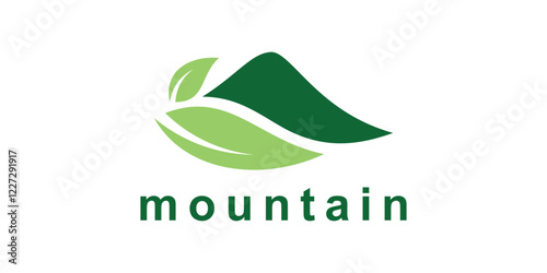 logo design summit and leaf,nature ,landscape,symbol,icon,idea,creative.