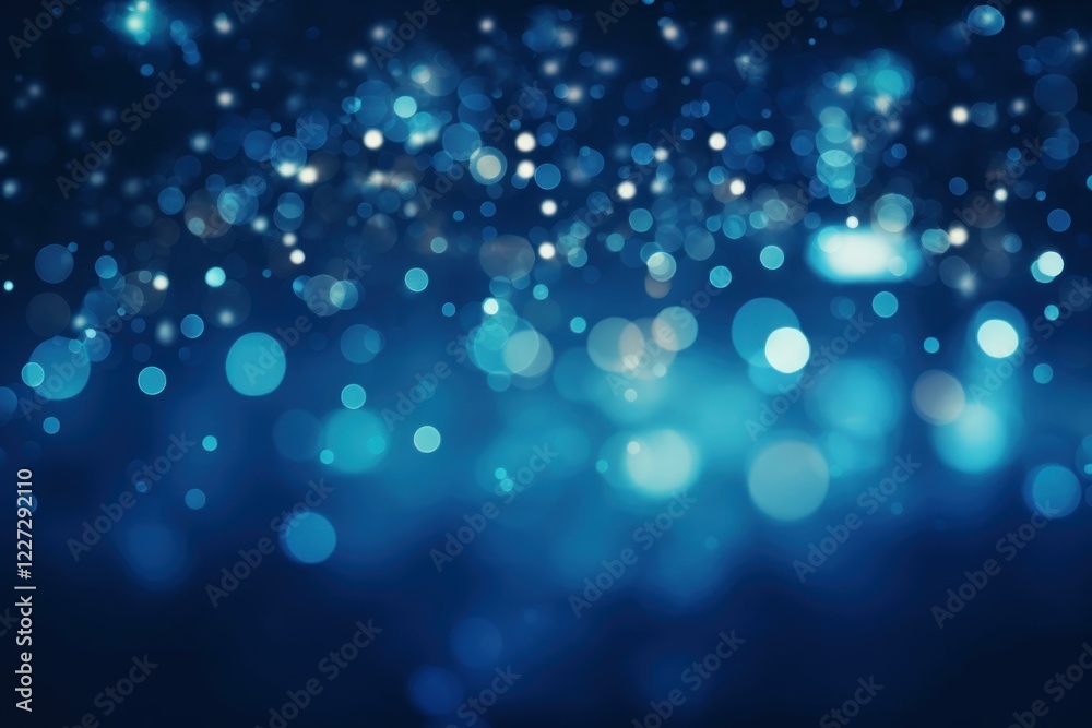 Defocused glittering lights creating a dreamy, magical bokeh effect against a deep blue backdrop Defocused glittering lights creating a dreamy, magical bokeh effect against a deep blue backdrop