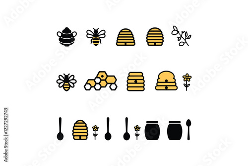 Golden Bee  Honey Icons – Perfect for Beekeeping Logos
