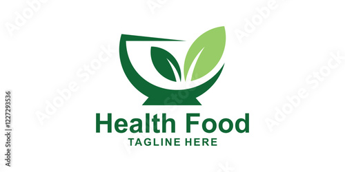 logo design bowl and leaf,food,health,symbol,icon,idea,creative.