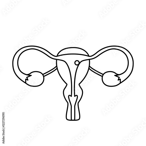 Motherhood lineart pregnant woman uterus silhouette. Mother's Day line vector illustration. Isolated pregnancy image on white background 