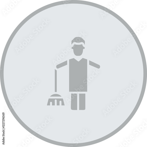 Man Sweeper Working Vector Icon Design