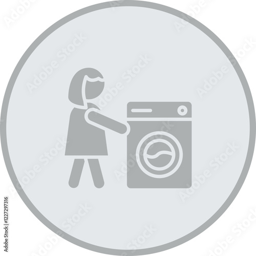 Woman And Laundry Vector Icon Design