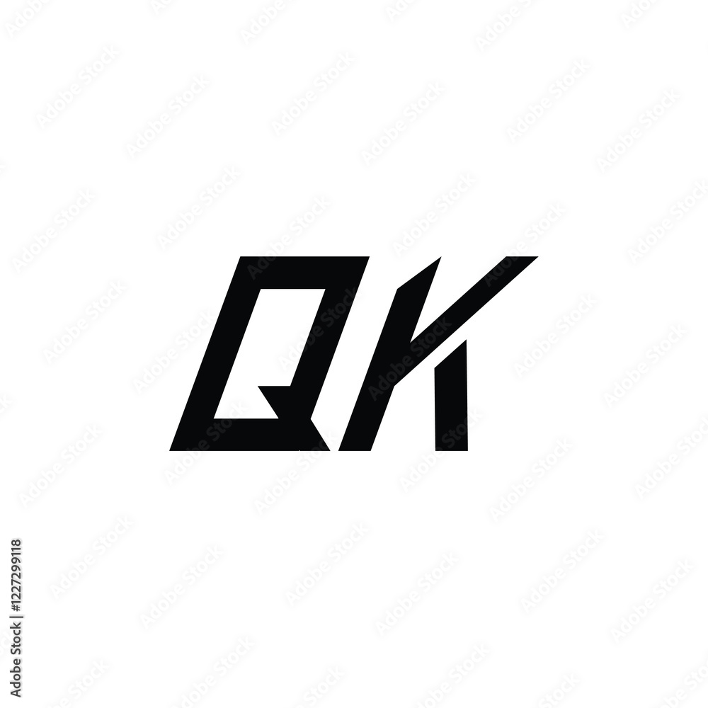 QK monogram logo design letter text name symbol monochrome logotype alphabet character simple logo