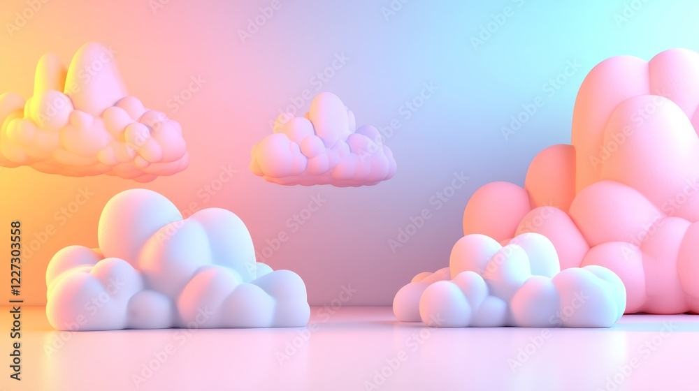 Soft Pastel Clouds in Gentle Floating Arrangement