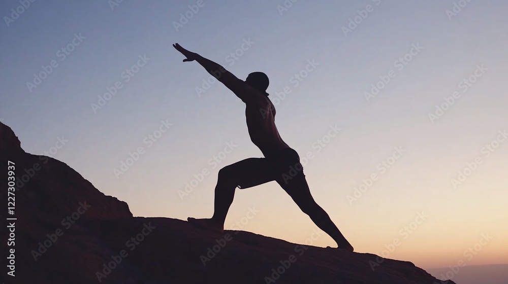 custom made wallpaper toronto digitalSilhouette of a person performing a yoga pose on a rocky surface at sunset with a gradient sky
