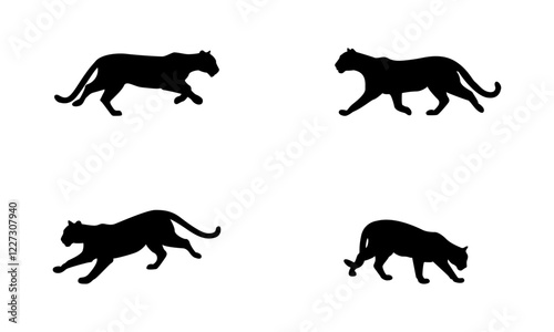 Puma silhouette set in black and white