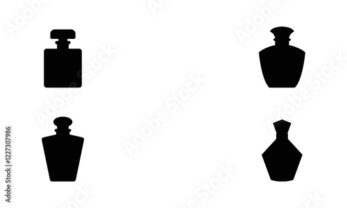 Perfume bottle silhouette set in black and white