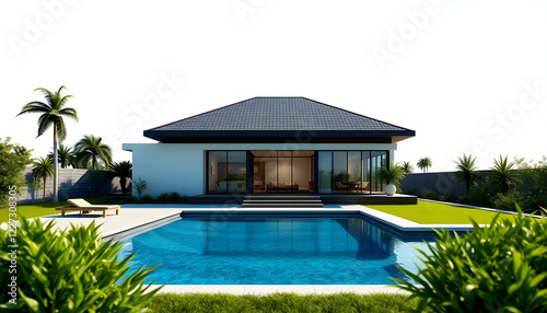 Wallpaper Mural Modern house and swimming pool , with white tonespng Torontodigital.ca