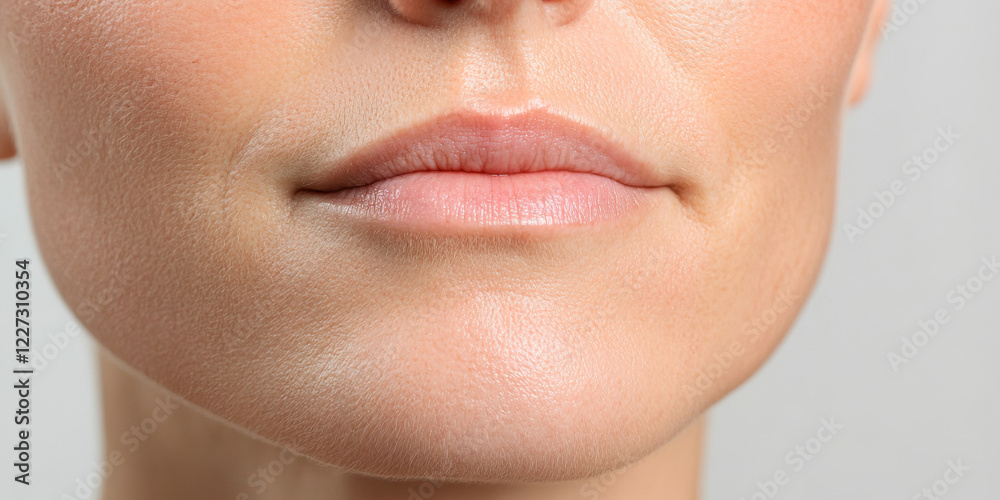 Obraz premium Close-up of Female Lips and Chin
