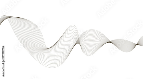 Abstract blue smooth wave on a white background. Dynamic sound wave. Design element. Vector illustration.