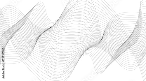 Abstract blue smooth wave on a white background. Dynamic sound wave. Design element. Vector illustration.