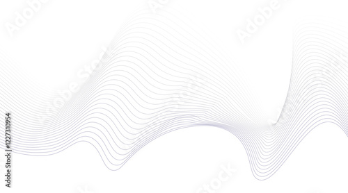 Abstract blue smooth wave on a white background. Dynamic sound wave. Design element. Vector illustration.