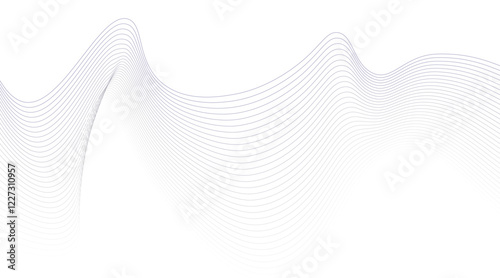 Abstract blue smooth wave on a white background. Dynamic sound wave. Design element. Vector illustration.