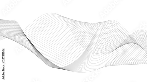 Abstract blue smooth wave on a white background. Dynamic sound wave. Design element. Vector illustration.