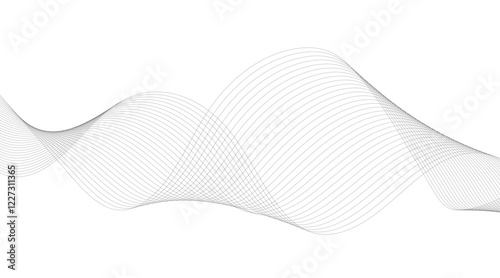 Abstract blue smooth wave on a white background. Dynamic sound wave. Design element. Vector illustration.