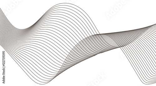 Abstract blue smooth wave on a white background. Dynamic sound wave. Design element. Vector illustration.