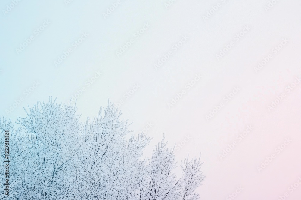 Winter Landscape Gradient: A snowy landscape with a sky transitioning from crisp white to pale blue, accented by snow-covered trees