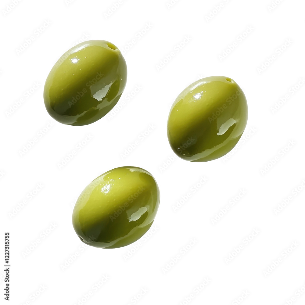 Isolated Three Green Olives Isolated Three Green Olives