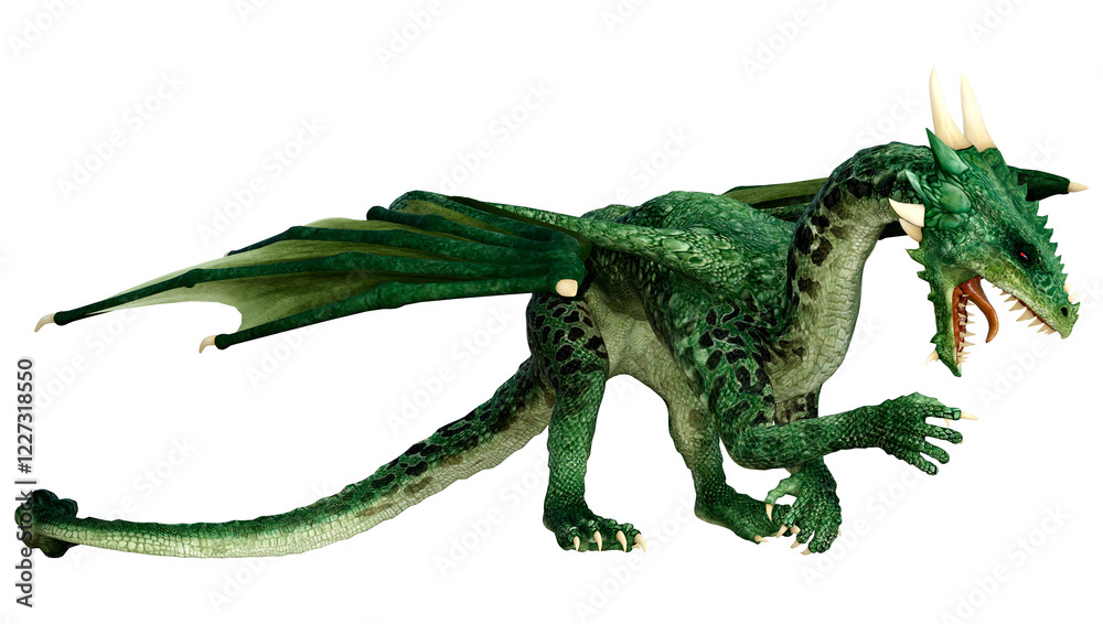Fototapeta premium 3D Rendering Fairy Tale Dragon on White