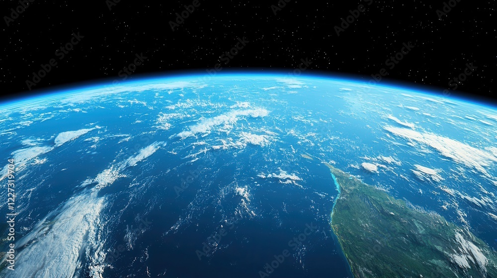 Fototapeta premium View of the earth from space captured in high resolution with visible continents and cloud patterns