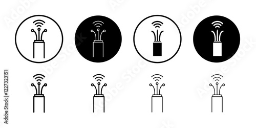 Fiber optic cable icon linear logo isolated