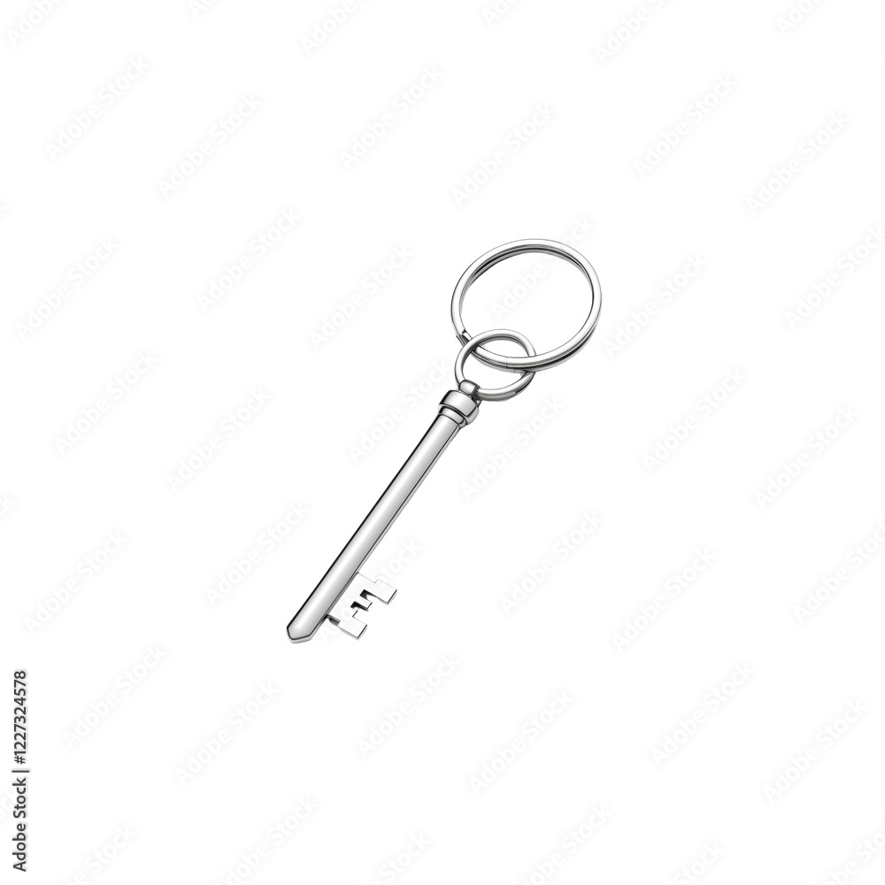 Silver Key on a Ring Isolated on a Black Background for Concepts isolated on transparent background Silver Key on a Ring Isolated on a Black Background for Concepts isolated on transparent background