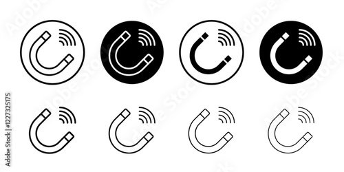 Magnet with power icon linear logo isolated