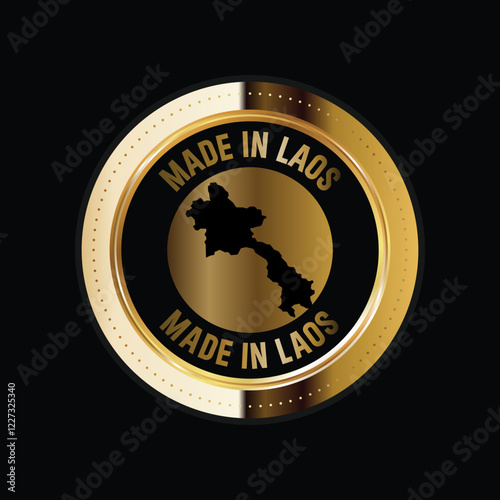 Map of Laos. Vector illustration. Logo, Icon, and Symbol. Laos map gold seal. 