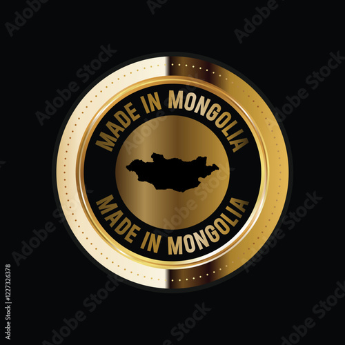 Map of Mongolia. Vector illustration. Logo, Icon, and Symbol. Mongolia map gold seal. 