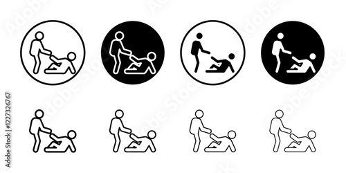Person help someone icon linear logo isolated