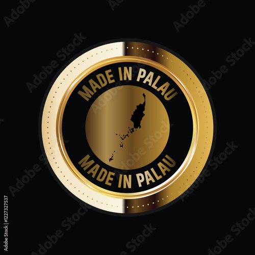 Map of Palau. Vector illustration. Logo, Icon, and Symbol. Palau map gold seal. 