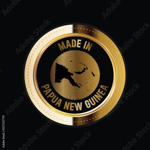 Map of Papua New Guinea. Vector illustration. Logo, Icon, and Symbol. Papua New Guinea map gold seal. 